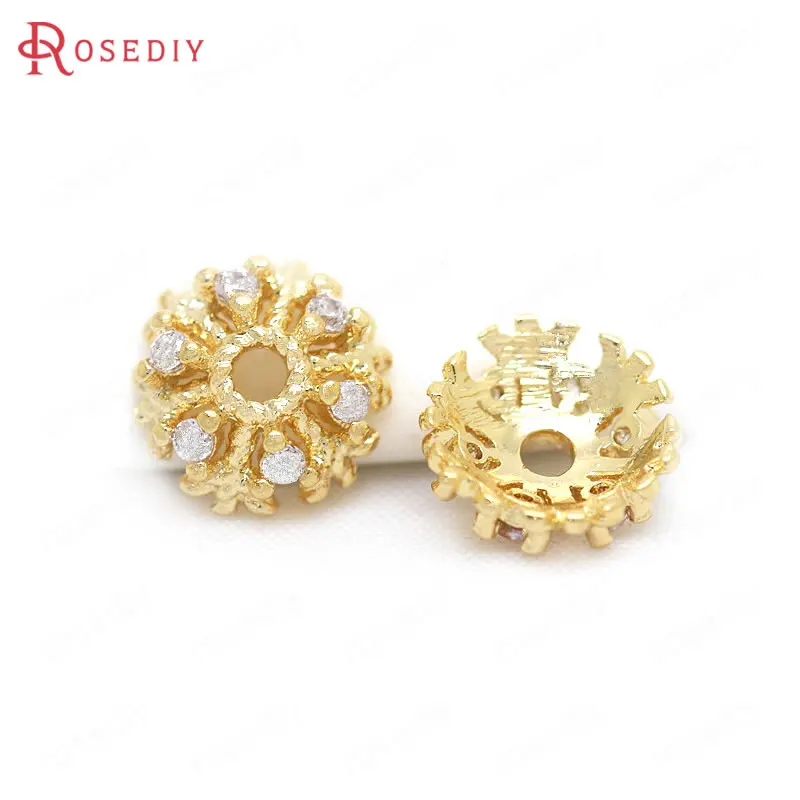 

Латунные снежинки с цирконом, 10 шт., 7-8 мм, 24 к