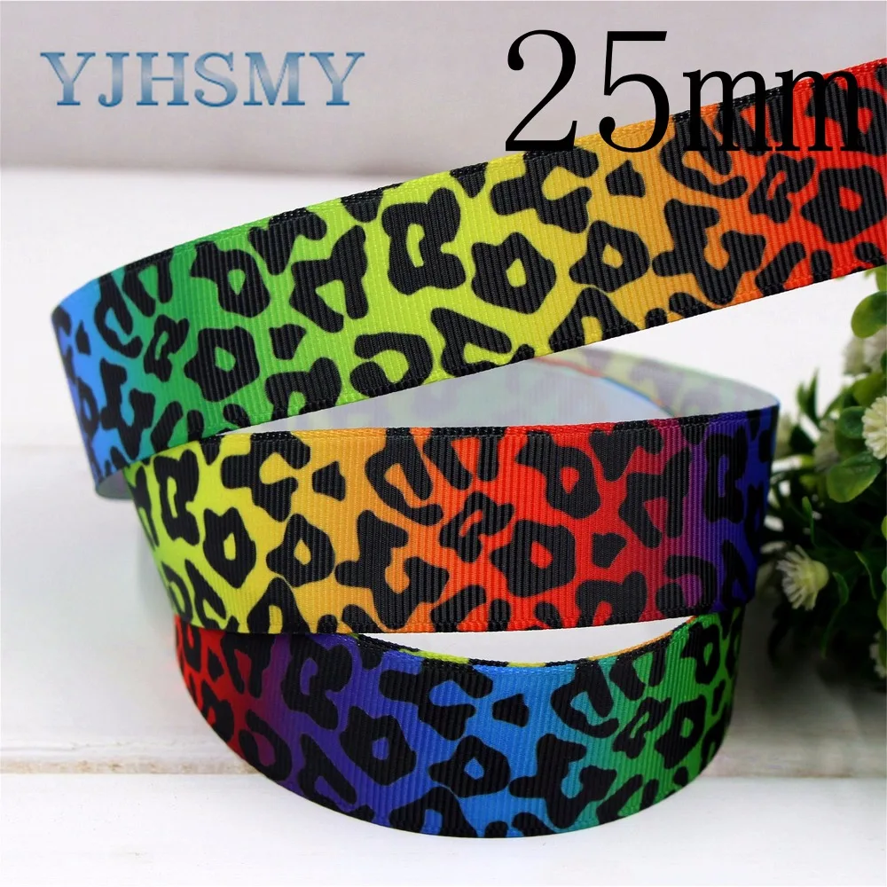 YJHSMY H-17411-1121 10 ярдов 25 мм 22 Леопардовый принт ленты grosgrain свадебный подарок