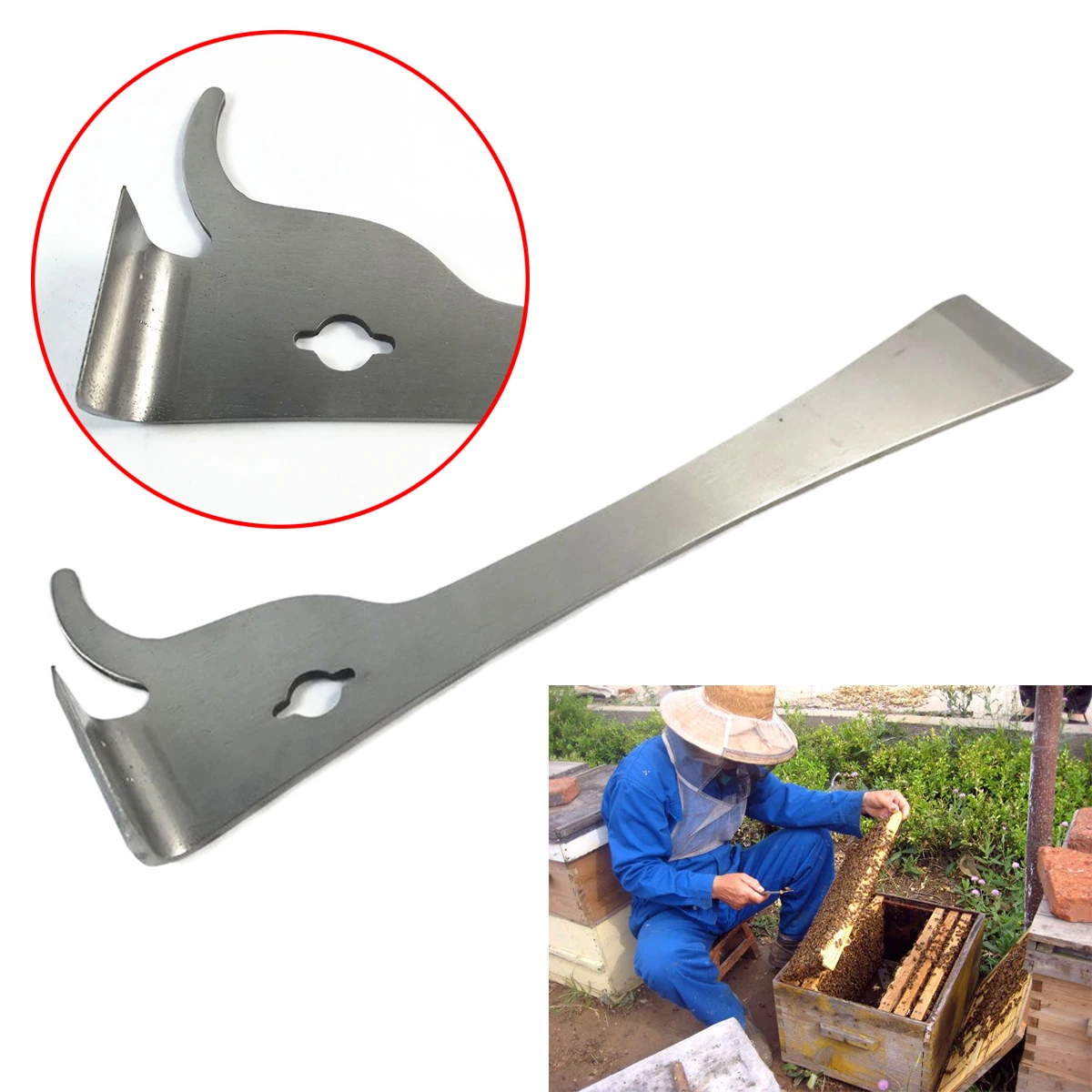 

1pc 25cm Bee Tool Stainless Steel Thumb Type Beekeeper Hive Scraper Multifunctional Beekeeping Bee Scraper Cut Honey Knife