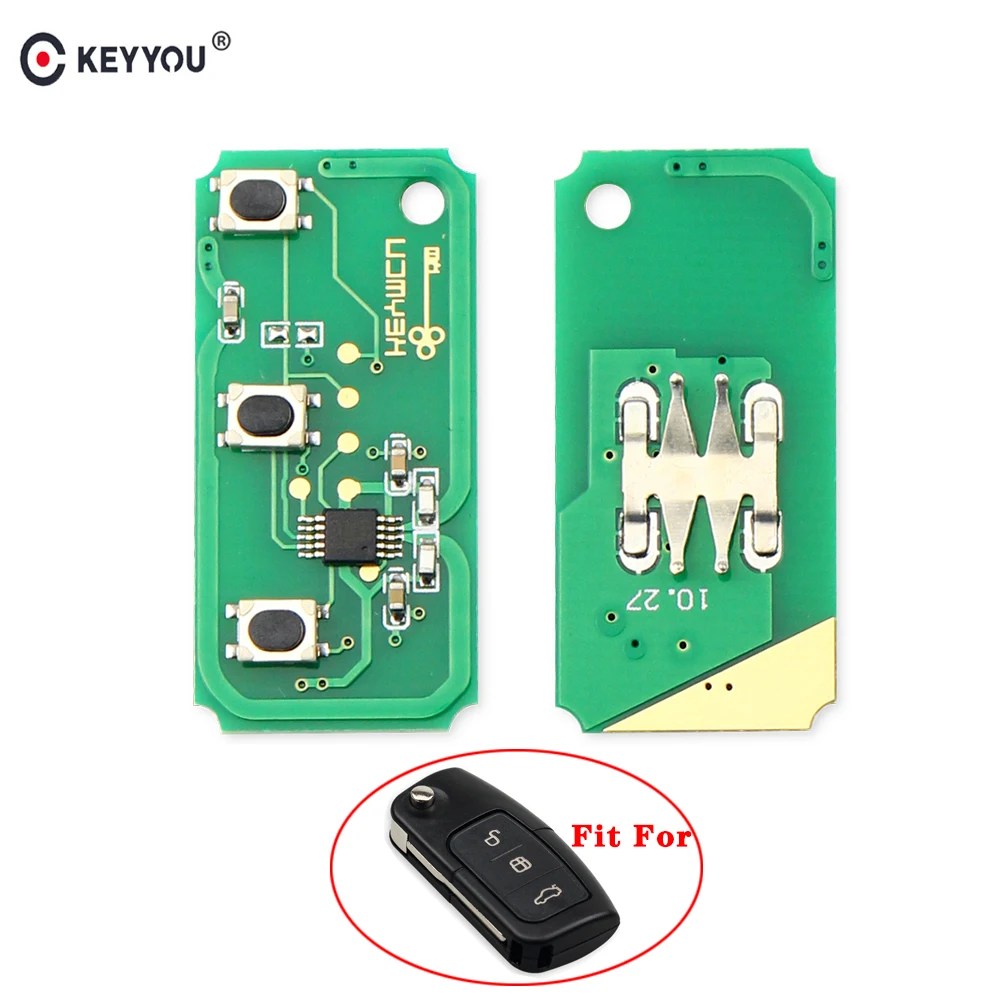 KEYYOU 10 шт. 433 МГц 3 кнопки дистанционного ключа электронная плата без чипа для Ford Focus