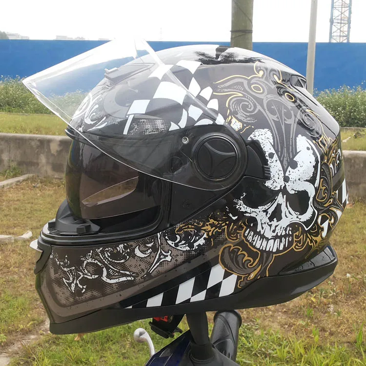 Для ARAI черный череп с двумя линзами для мужчин шлем для бега мотоциклетный шлем твердая шляпа
