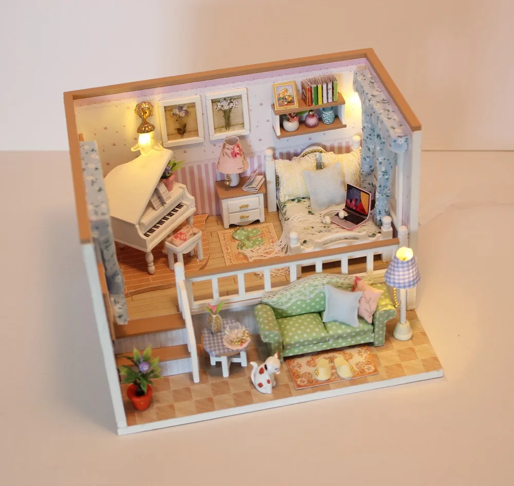 Милый семейный дом Diy комплекты кукольных домиков DIY игрушки для девочек с