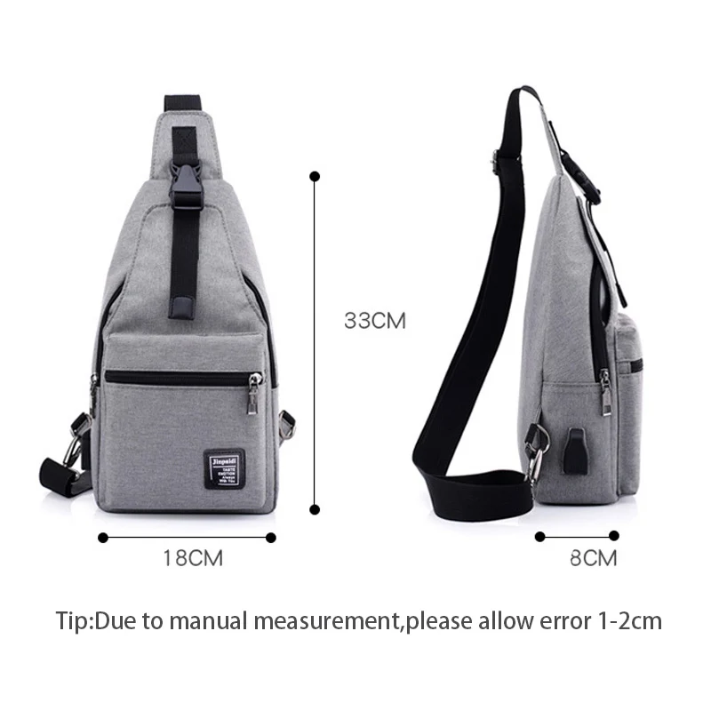 Мужской рюкзак с usb зарядкой дорожная холщовая нагрудная сумка защитой от кражи