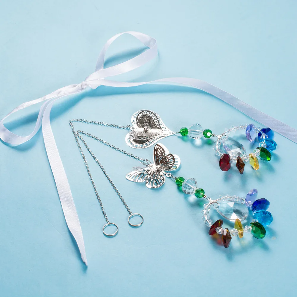 3D бабочка и сердце Подвески чакры люстра Suncatchers для дома и офиса украшения сада Подвески для автомобиля растение окна