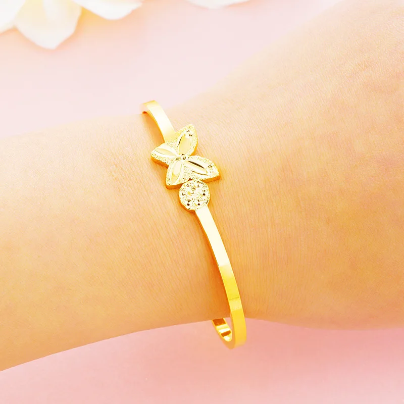 OMHXFC Wholesale European Fashion Hot Woman Female Party Birthday Wedding Mother Gift Vintage Butterfly 24KT Gold Bangle BE296 | Украшения