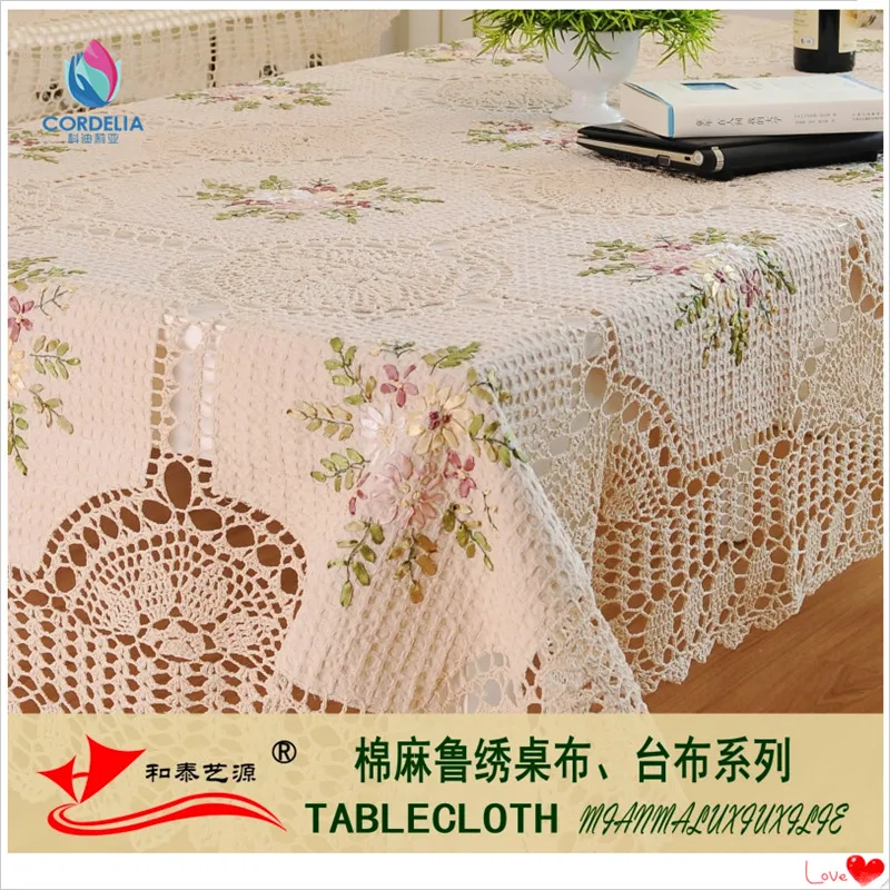 Новинка 2016 китайский товар модная скатерть с цветочной вышивкой zakka кружевной