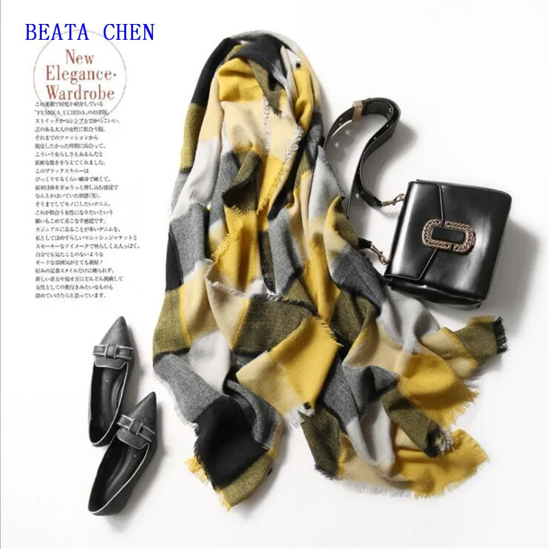 Beata Chen Роскошные Брендовые повседневные Универсальные однотонные теплые цветные