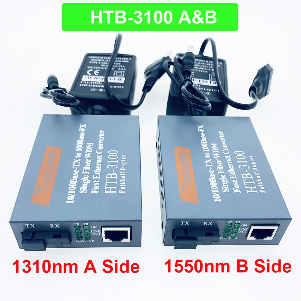 

2023 1 Pair HTB-3100 Optical Fiber Media Converter Fiber Transceiver Single Fiber Converter 25km SC 10/100M Singlemode Single