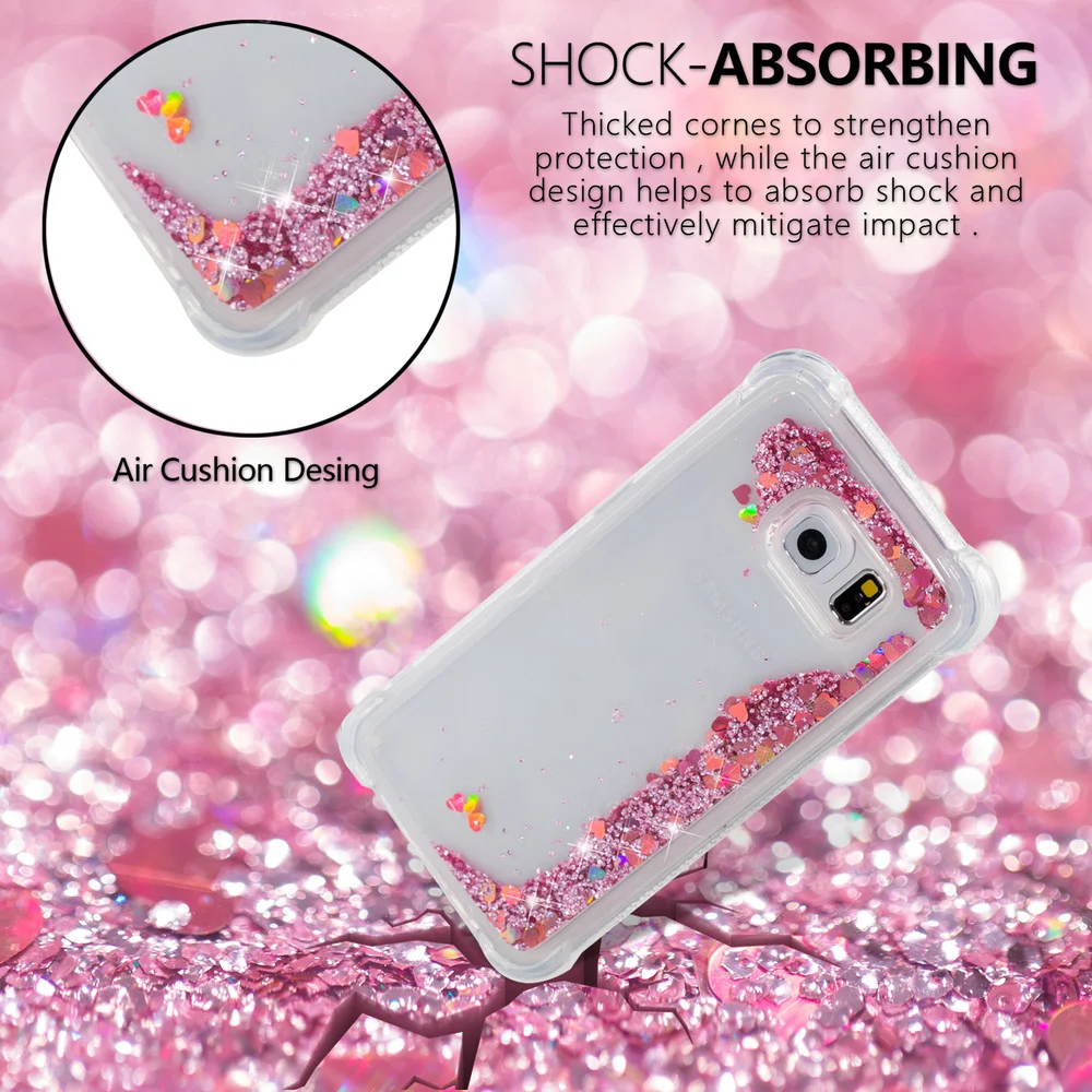 Блестящий чехол для Samsung Galaxy S6 Edge Bling Dynamic Liquid Quicksand телефонная Обложка SM G925F мягкие