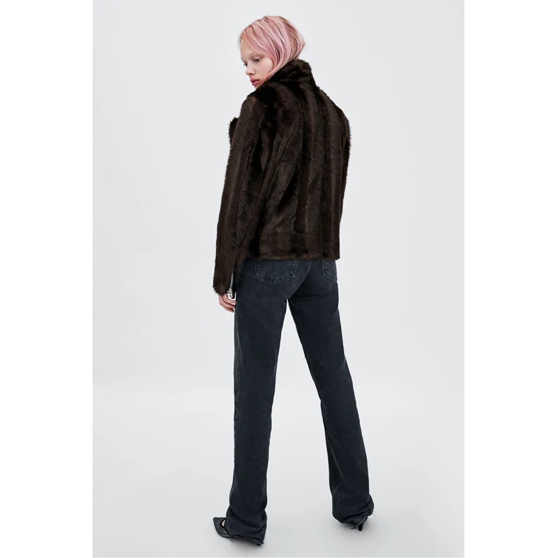 CP отложной воротник из искусственного лисьего меха пальто женские Модные