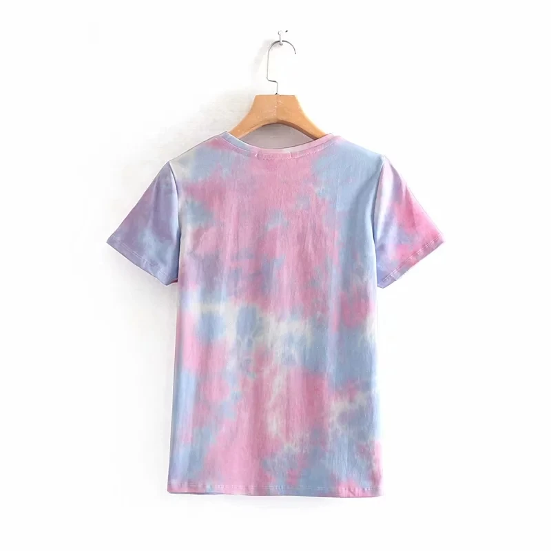 Женская трикотажная футболка с принтом Tie Dye Повседневная Свободная коротким
