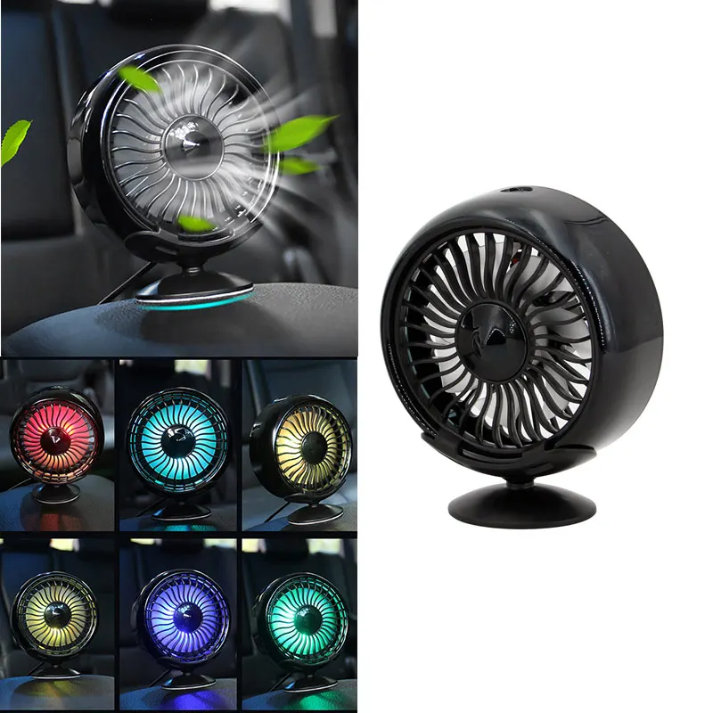 

Portable Car Truck Cooling Fan Mini USB Multifunctional 360 Degree Rotating Dashboard Light Cooling Fan Air Conditioner