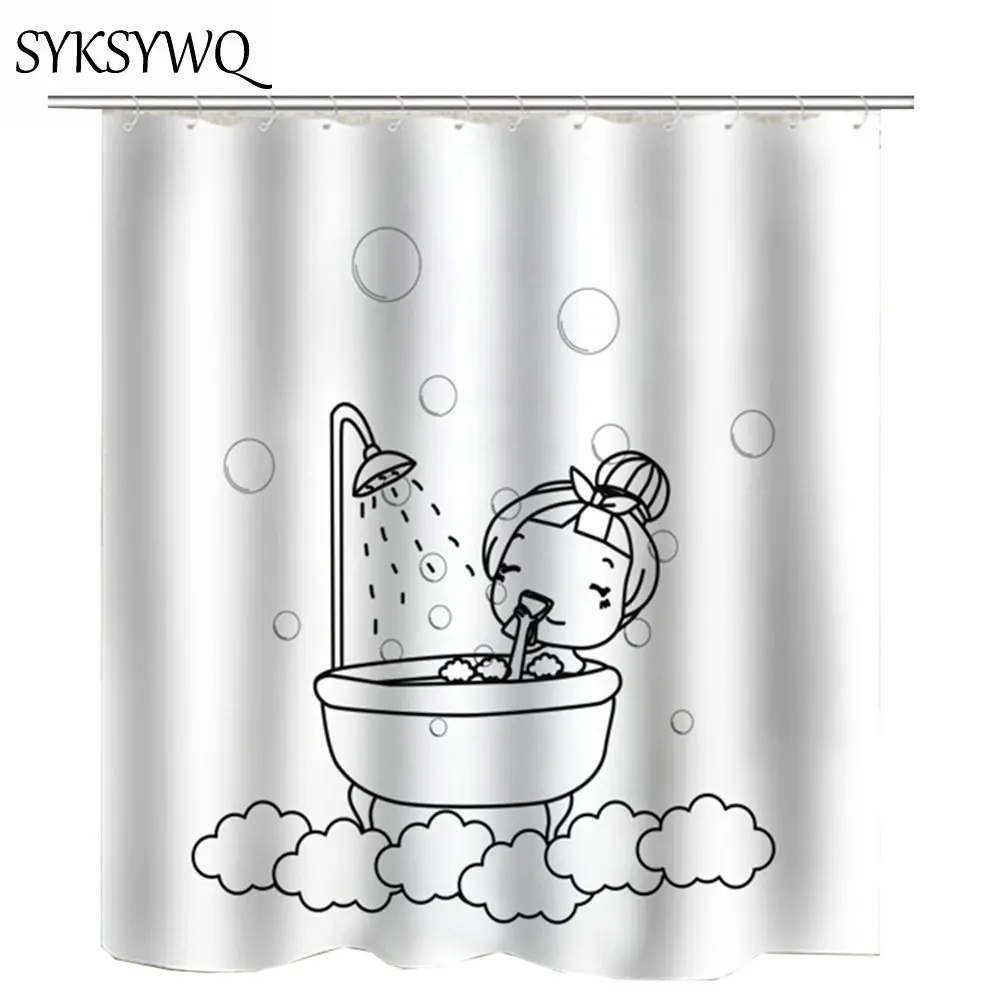 

Girl Bathroom Curtain Cartoon Kids Shower Curtain