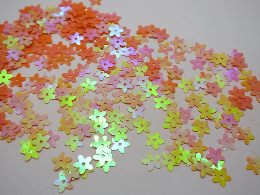 

2000 Orange AB 10mm Flowers Loose sequins Paillettes Sewing Wedding Craft