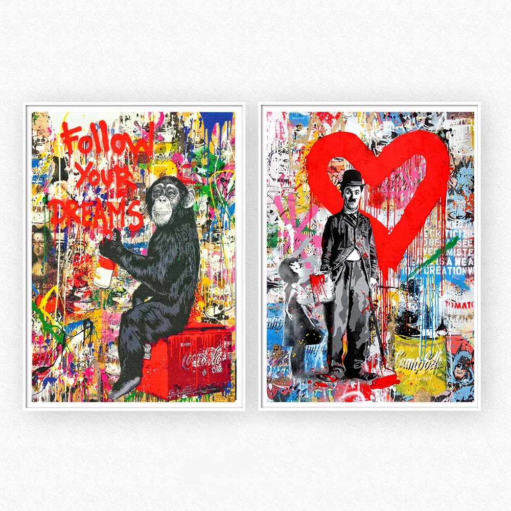 Quadro Modern Graffiti Figure Wall Abstract Art Canvas Painting Animal Posters And Prints Banksy Wall Pictures For Living Room