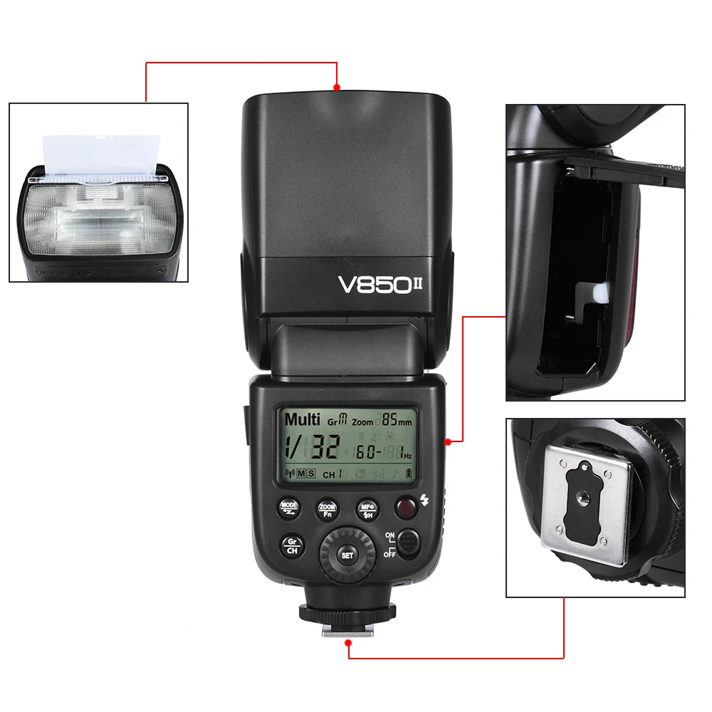 Оригинальная вспышка Godox V850II для камеры GN60 2 4G Беспроводная X System 1/8000s HSS Canon Nikon Pentax
