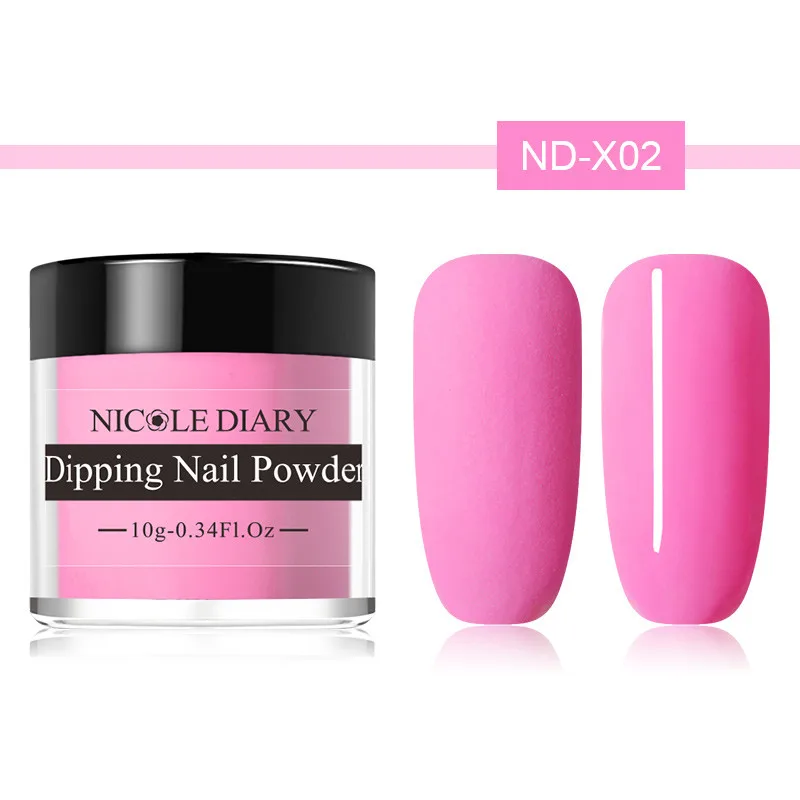 ND-X02 NICOLE DIARY 10 г, набор пудры для погружения ногтей, блестящая Порошковая голографическая пудра для маникюра, сухая хромированная пудра для украшения ногтей, гель - Цвет: ND-X02