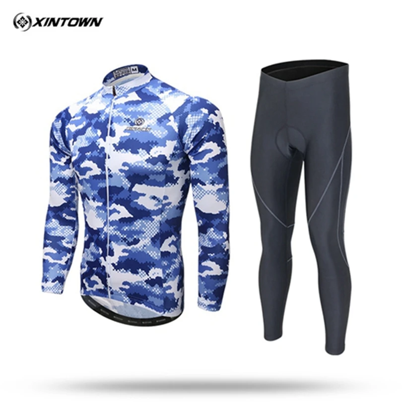 XINTOWN Camouflage Winter long-sleeved Fleece Thermal Cycling Jersey Pants Set Bike Bicycle Ropa Ciclismo Clothing Wear | Спорт и