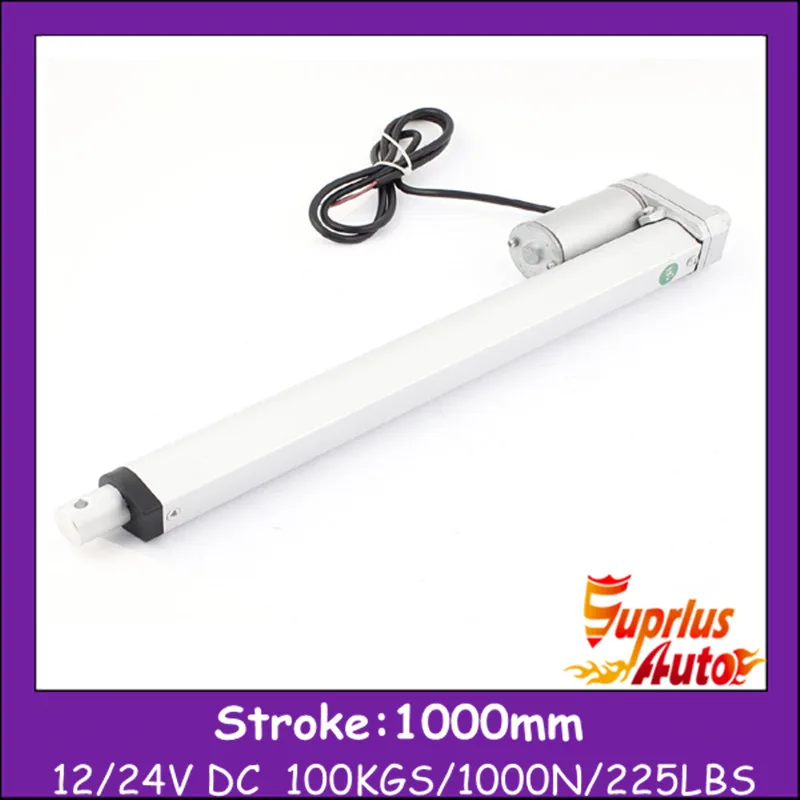 

12 volt linear actuators with 1000mm stroke, max 1000N/100kgs no load waterproof dc electric linear actuator 24v