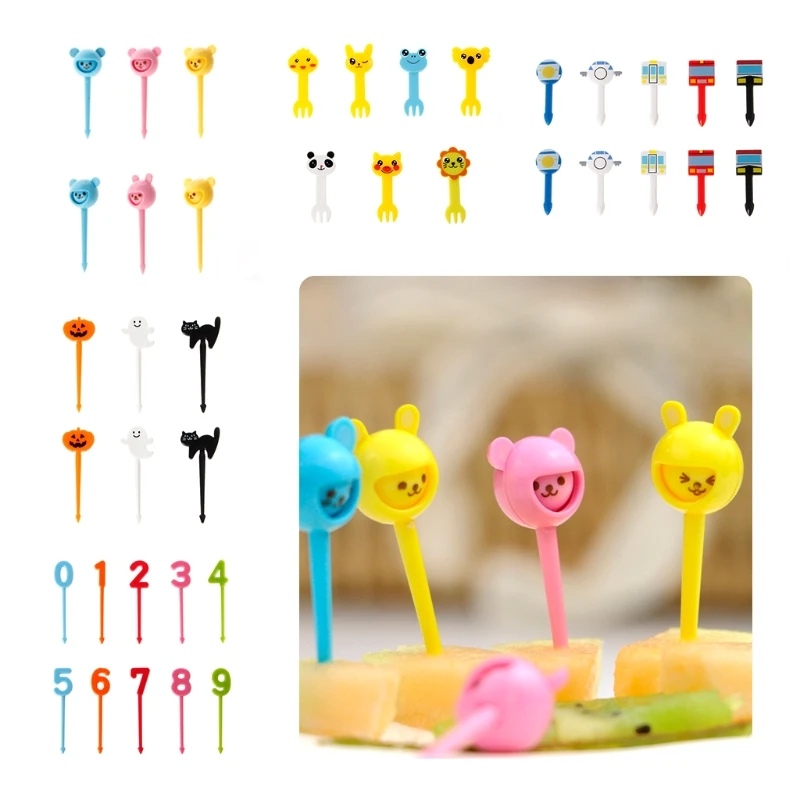 5 видов стилей фермы мультфильм животных фрукты вилка набор пластик милый