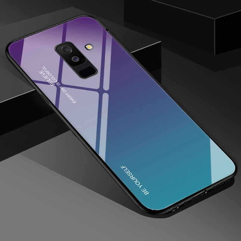 Градиент закаленное Стекло чехол для телефона для samsung Galaxy M20 A70 A50 A30 A20E A10 A6 A8 J4 J6 S8 S9 S10 плюс A7 A9 чехол Coque