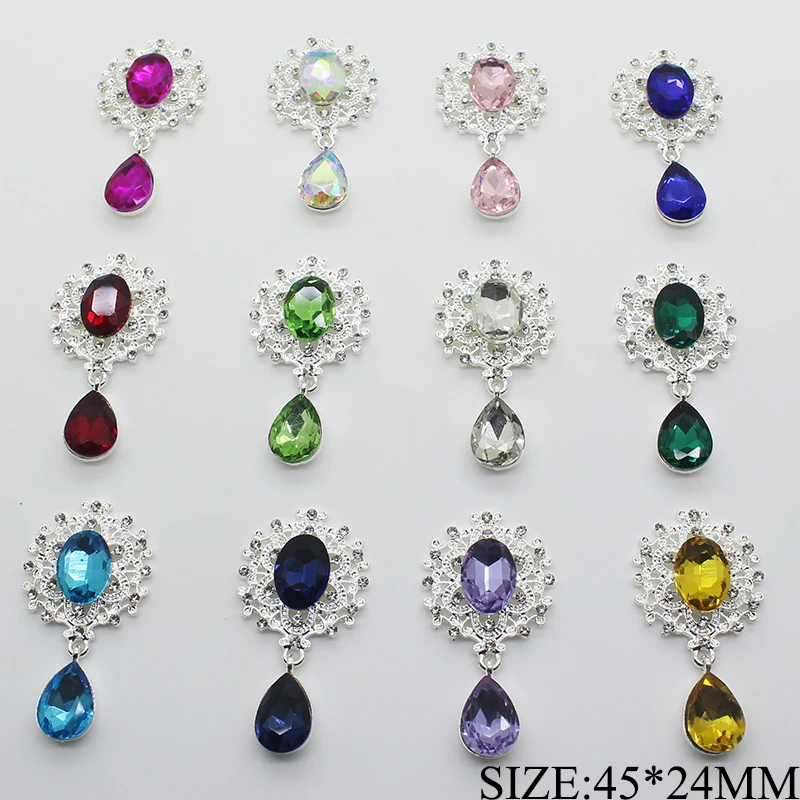 Стеклянные пуговицы ZMASEY смешанных цветов 5 шт./лот 24*45 мм металлические сплав