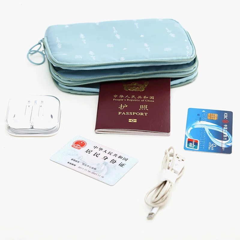 Полиэстер двойная молния паспорт кошелек карта Дата линия SD USB кабель цифровой