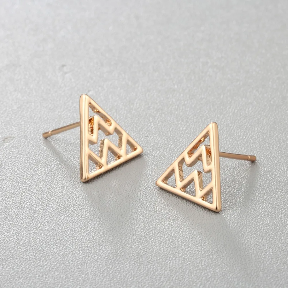 Chereda Alloy Classic Triangle Geometric Stud Earrings Fashion Women Men Jewelry Silver Gold Color Earring Fine Small Girl Ears | Украшения