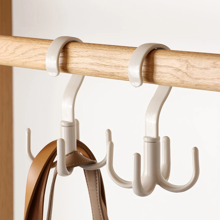 Rotatable Cabinet Rack Multifuntion Hanging Storage Shelf Plastic Hooks Bag Ties Scarf Belt Hanger Racks With 4 NEW | Дом и сад