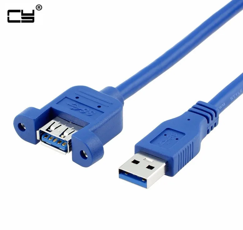 

USB 3.0 Male to Female Extension Cable with Panel Mount Screw hole lock connector adapter cord for computer (With screws)