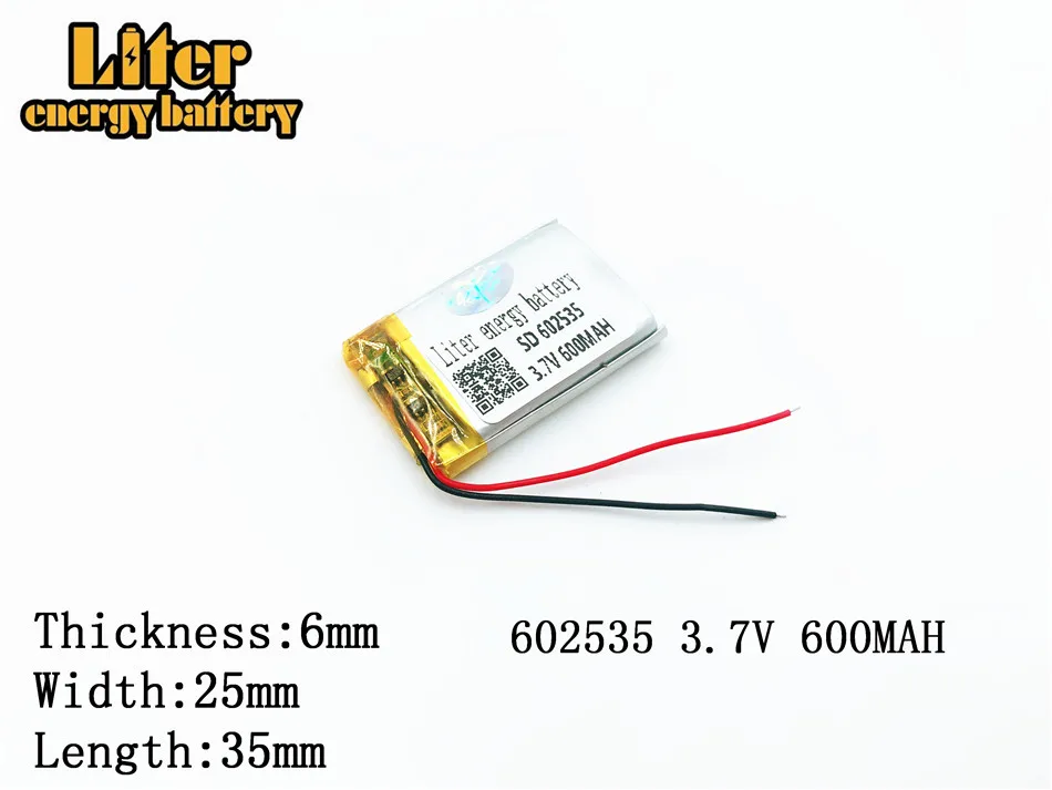Поставка литиевой аккумуляторной батареи 602535 600 мАч 3 7 в для MP3 MP4 MP5 GPS PSP MID Bluetooth
