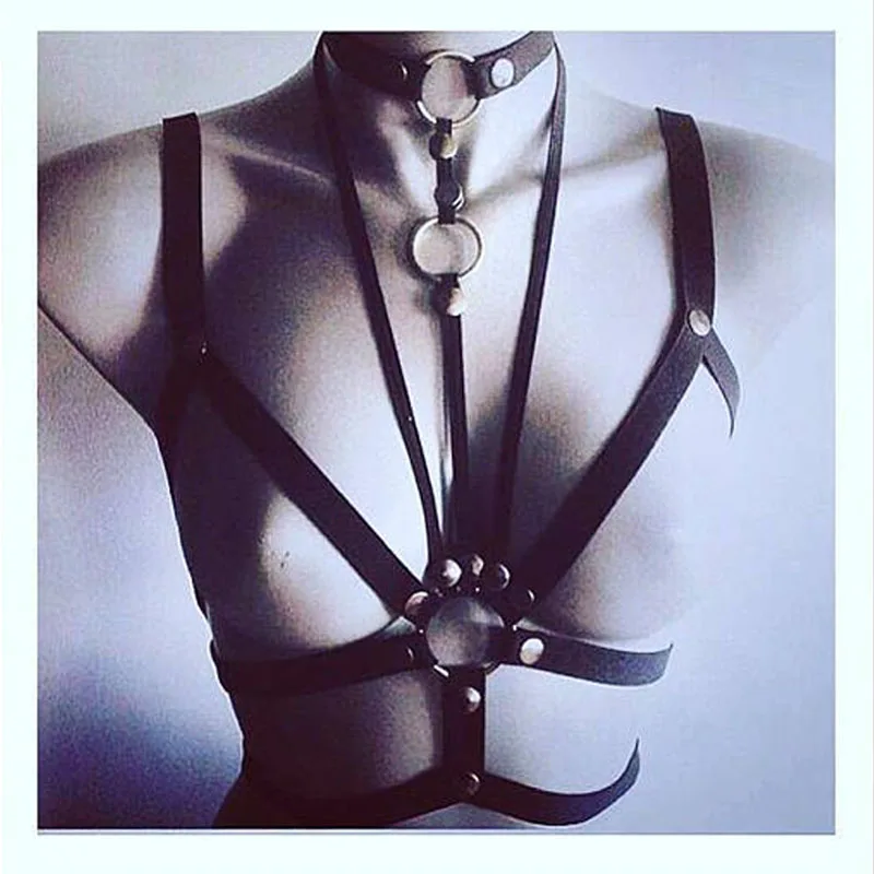 New Arrival Sexy Harness Bra Goth Women Chest O Ring Studded Strap Garter Belt Cage Bondage Lingerie Bust Black Caged | Тематическая