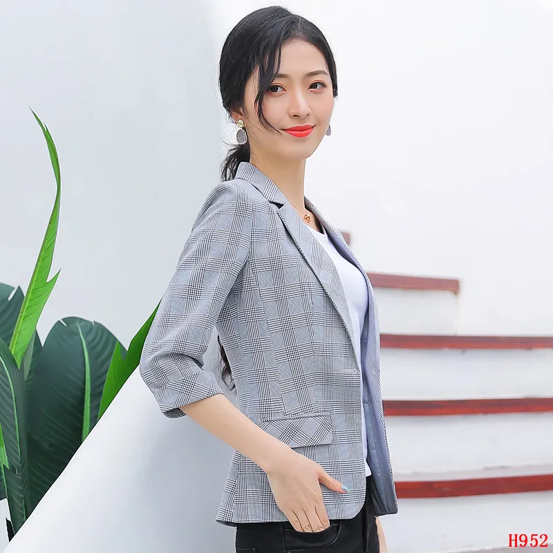 New 2019 Summer Formal Ladies Grey Blazers Women Jackets Half Sleeve Office Work Wear Clothes OL Style | Женская одежда