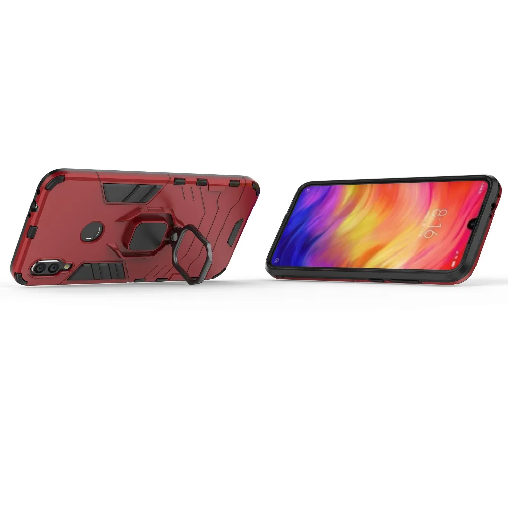 Кольцо стенд Гибридный Броня чехол для телефона Redmi NOTE 7 Силиконовый ТПУ + жесткий
