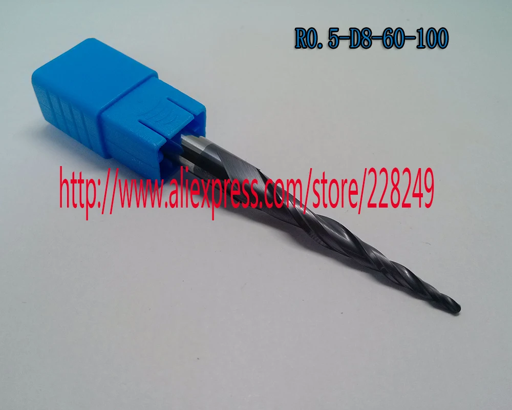 1 шт. R0.5 * D8 60 100L 2F HRC55 вольфрамовые твердосплавные сферические концевые фрезы