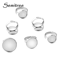 semitree 10pcs 101214161820mm stainless steel glass cabochon cameo blank tray for diy rings setting jewelry making supplies