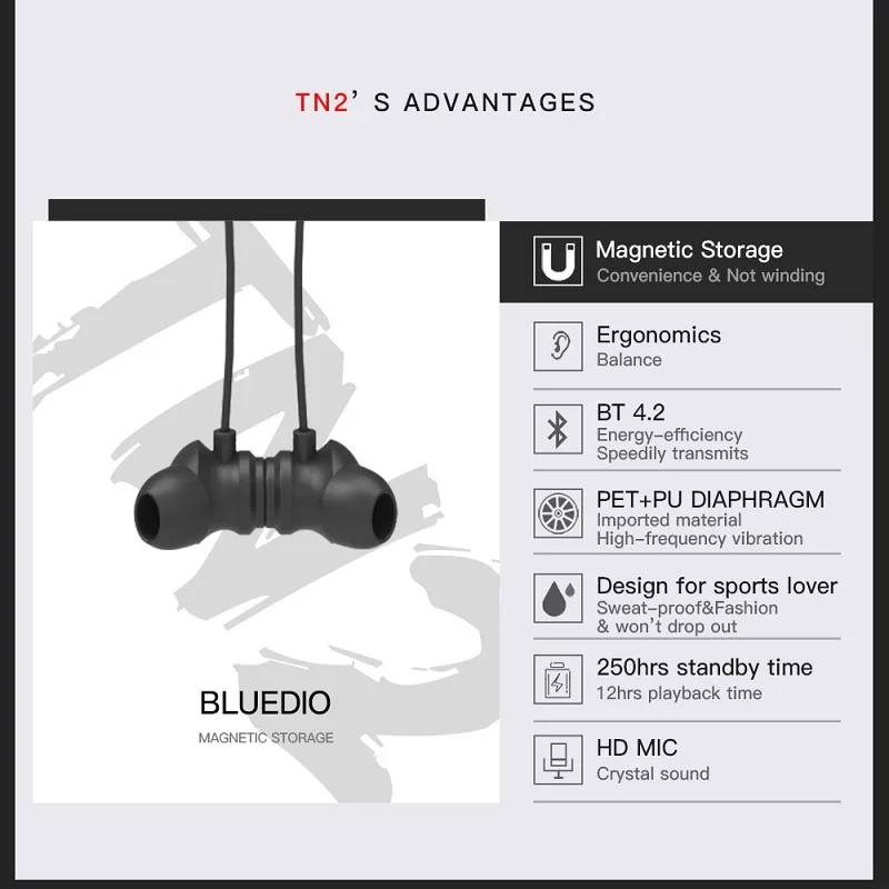 Bluedio TN2 Bluetooth наушники мини Активный Шум шумоподавления стерео звук спортивные