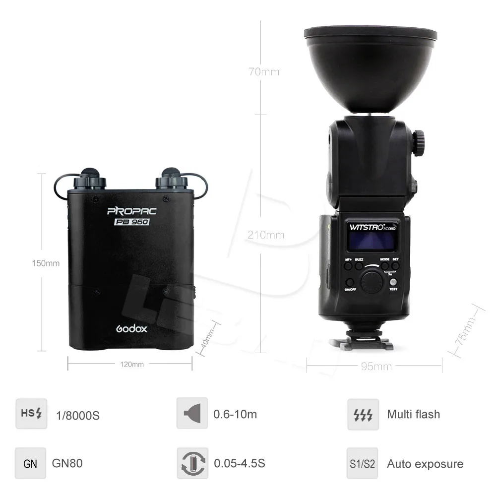 Godox Witstro AD-360 AD360 High Power External Portable Flash Light Speedlite + PB960 Battery Pack Black | Электроника