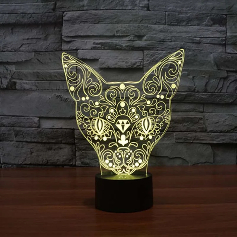 Ночник с 3D рисунком кошки настольная лампа внутренний сенсорный светодиодный