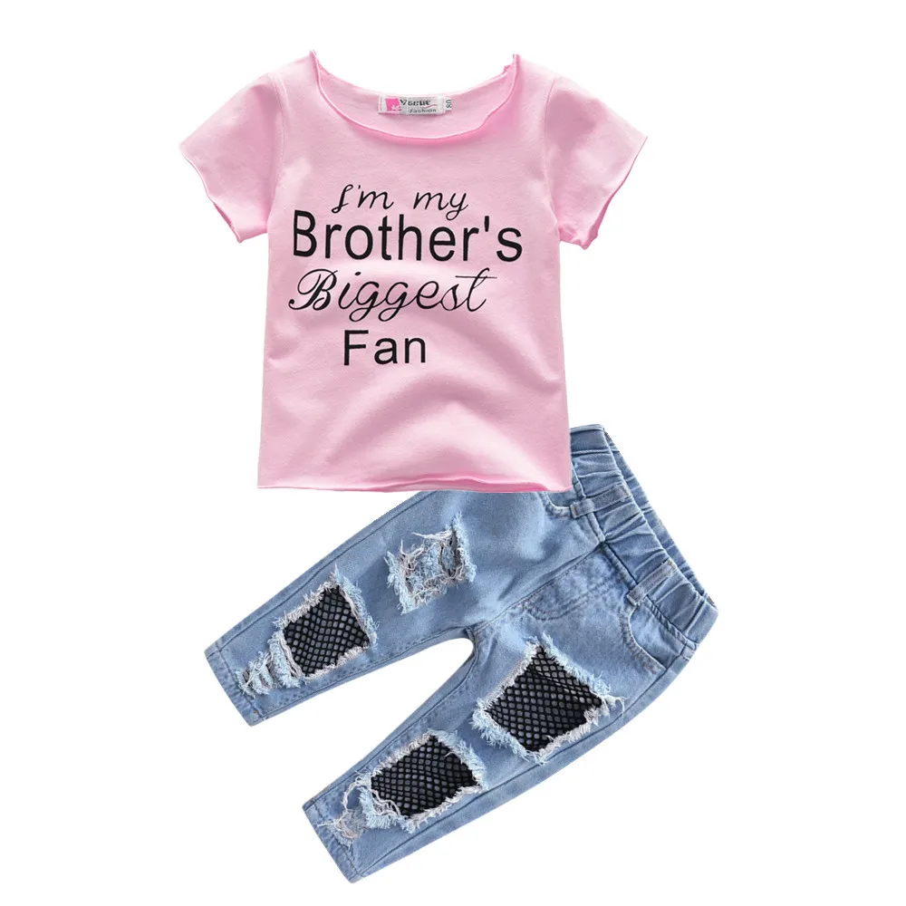 

Summer children's wear explosions short-sleeved T-shirt hole pants two sets