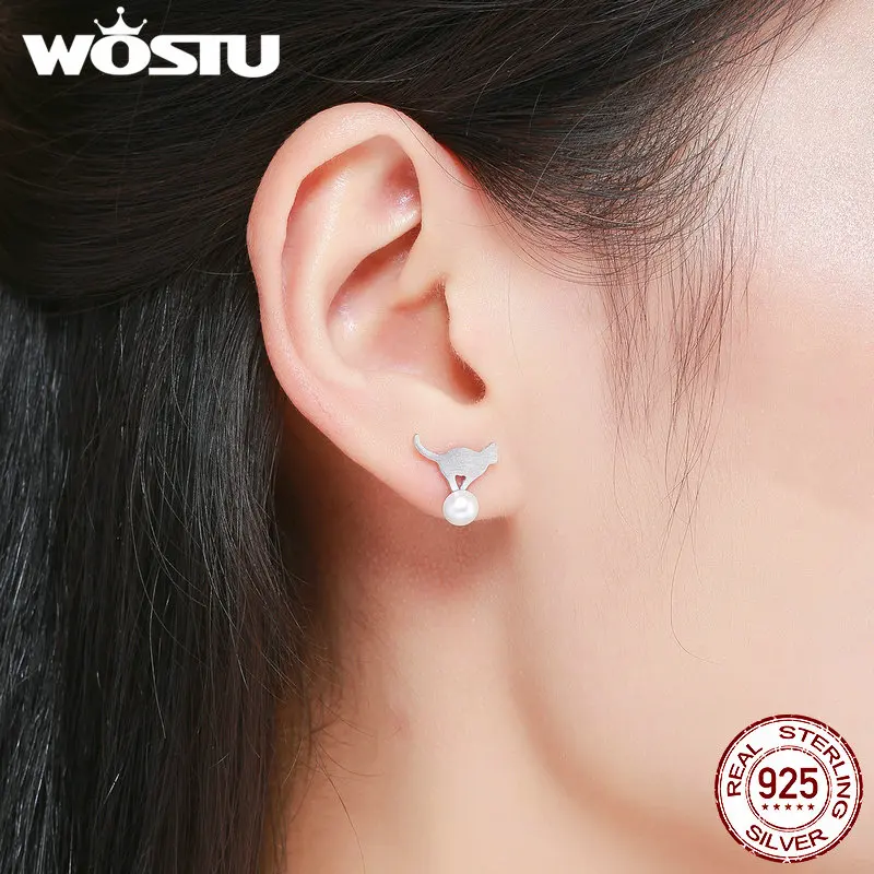 Женские серьги в виде кота из серебра 100% пробы DXE235|925 sterling|ball earringsearrings jewelry |