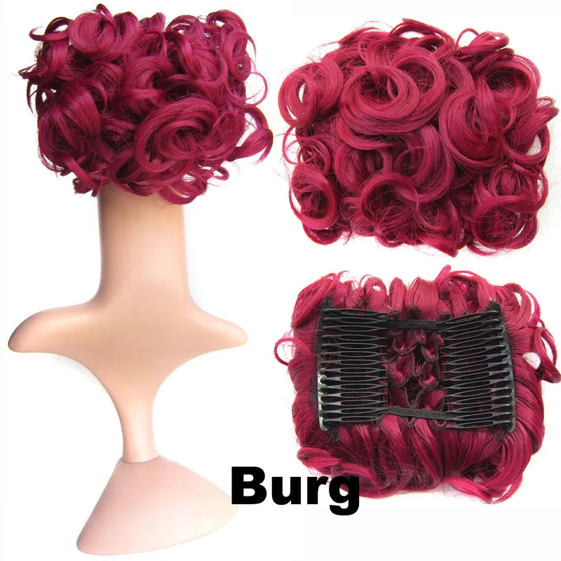 Jeedou Updos синтетические волосы шиньон с зажимом для наращивания волос смешанные цвета волосы булочка пусковая кудрявая шиньон свадебные волосы Updos для элегантных - Цвет: Burg