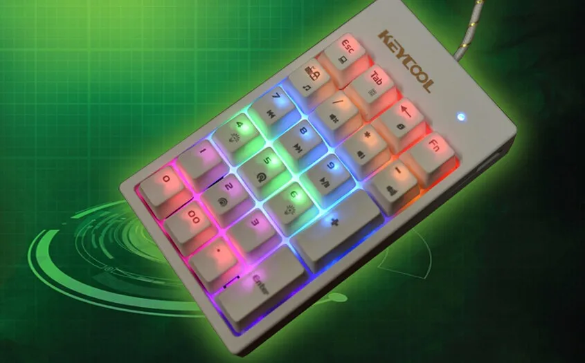 Keycool 22-key NUMPAD цифровой Коврик десять клавиш механическая клавиатура банк pad kailh mx синие переключатели клавиатура Радуга светодиодный