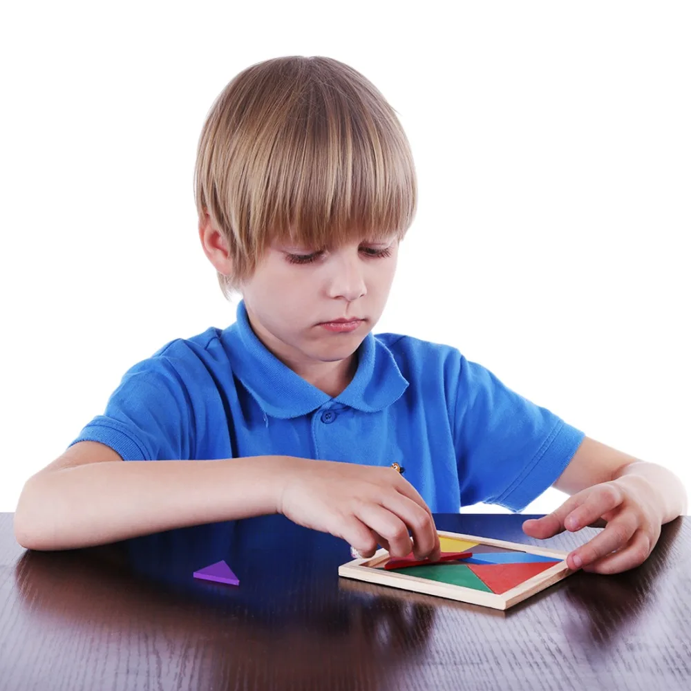 Surwish Деревянный Tangram 7 частей головоломки красочный квадрат IQ игра головоломка Интеллектуальные развивающие головоломки для детей