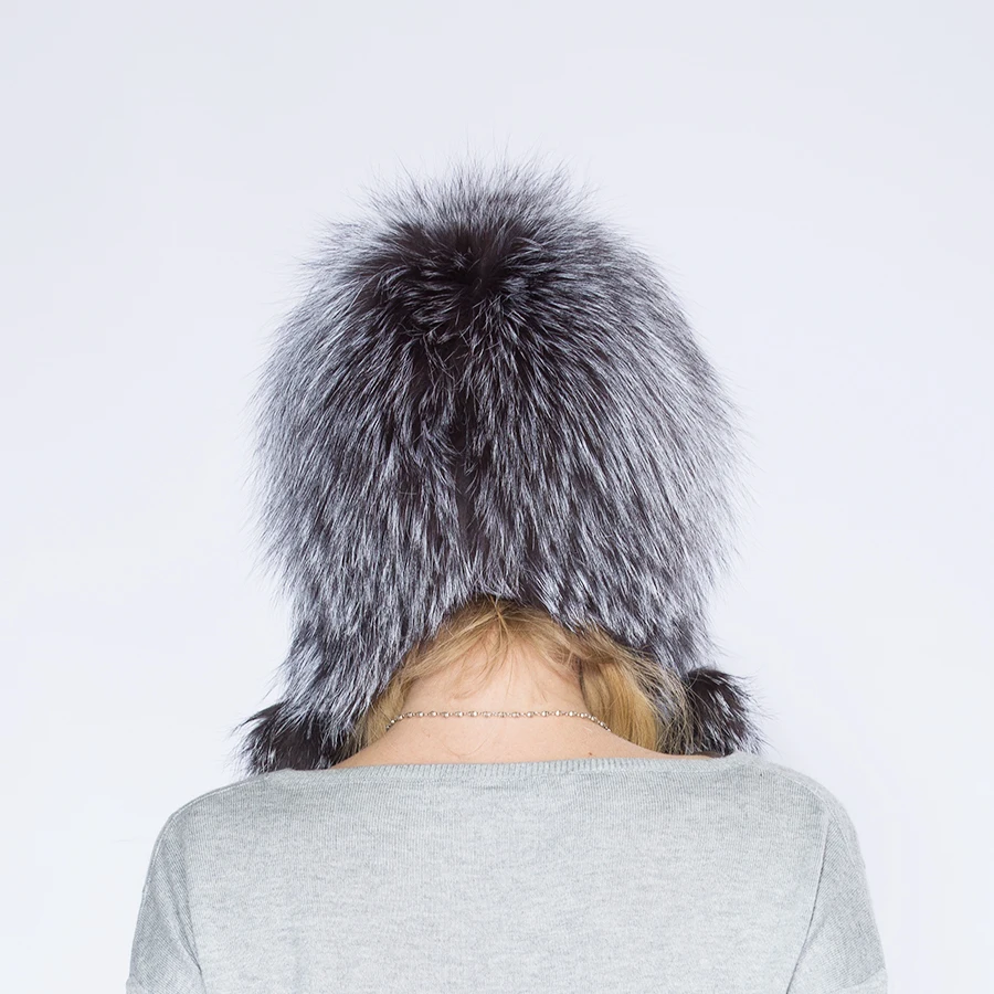 2022 Hot Sale Fashion Winter Warm Women Knitting Caps Mink hats Vertical weaving with FOX Fur On The Top | Аксессуары для одежды