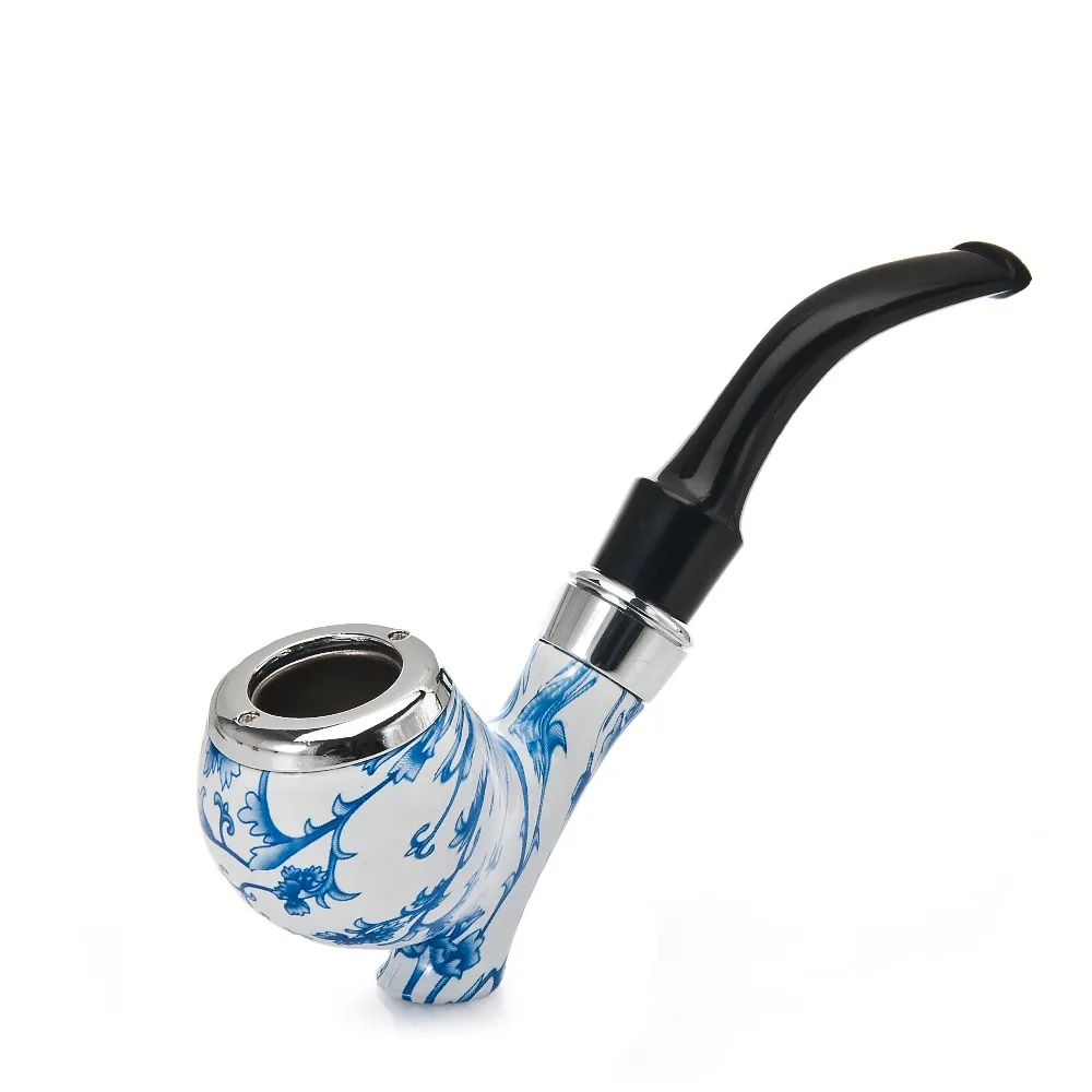 Акция прочная табачная трубка синий и белый фарфор смола подарок курительная
