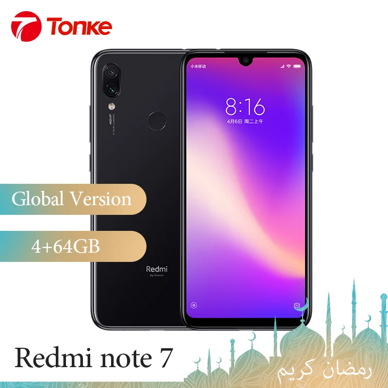Глобальная версия сотовый телефон Xiaomi Redmi Note 7 4 ГБ ОЗУ 64 Гб ПЗУ Snapdragon 660