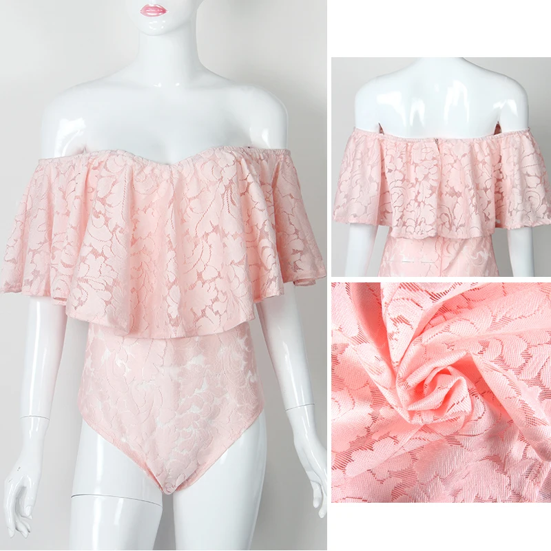 

LIVA GIRL Plus Size Lace Bodysuit Ruffles Off Shoulder Rompers Overalls Women Sexy Mini Body Playsuit Mujer Bodycon Jumpsuit XXL