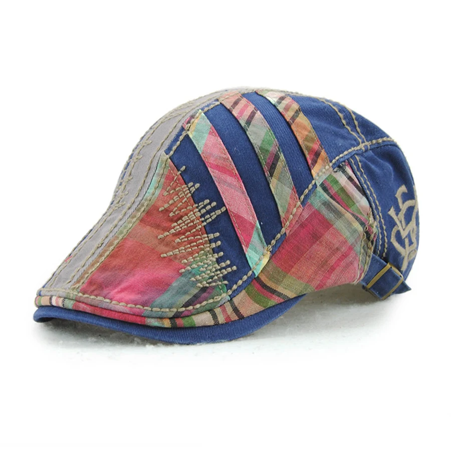 Navy Blue TOHUIYAN, унисекс, лоскутный берет, шапка, Осень-зима, газетная шапка для мужчин, винтажная, хлопок, Boina, плоская кепка, s, для женщин, утконоса, Остроконечные шапки - Цвет: Navy Blue