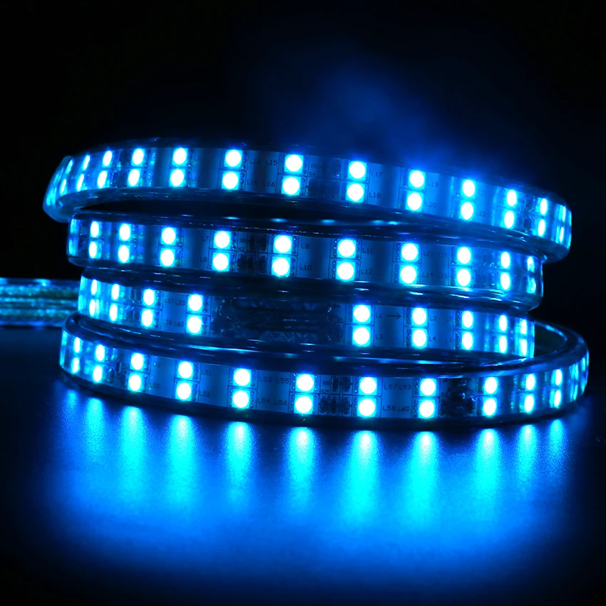 120 светодиодов/м 220 в 240 В RGB Светодиодная лента 5050 двухрядная теплая белая/RGB для
